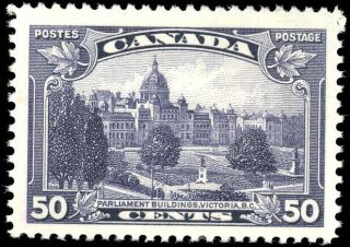 Canada 226 Vf Og Nh 1935 Pictorial Issue 50c Dull Violet Parliament,  Bc