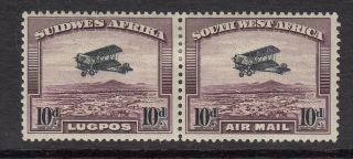 South West Africa 1931 10d Black & Purple - Brown Air Stamp Sg87 - Mounted