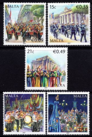 Malta 2007 Military Bands Complete Set Sg1569 - 1573 Unmounted