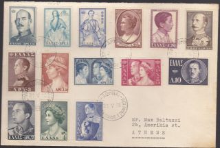 Greece.  1956 Royal Family A`.  Fdc Cover Compl.  Set.  Prc.  450$.  Royalties