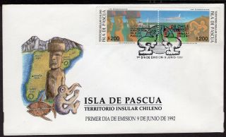3911 Chile Fdc Cover 1992 Easter Island Isla De Pascua Moai