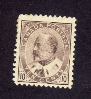 Canada King Edward Vii Stamp; No.  93 - 10c Mh Thin Fine Cat.  Value = $200.  00