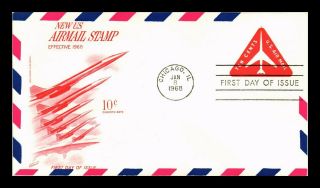 Dr Jim Stamps Us 10c Air Mail Embossed Fdc Postal Stationery Cover Chicago