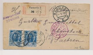 Lk51469 Russia 1913 To Sachsen Germany Registered Cover