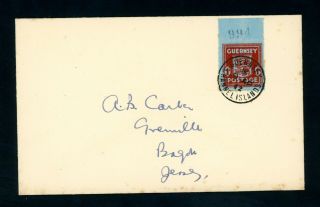 Guernsey 1942 Occupation Cover,  1d Arms Blue Paper (jy563)
