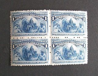 Us Stamps - Scott 230 1c Columbian Issue - Block Of 4 Og Nh