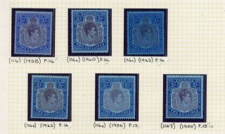 Bermuda Gv1 1938 2/ - Value 6 Different Printings Inc Unmounted