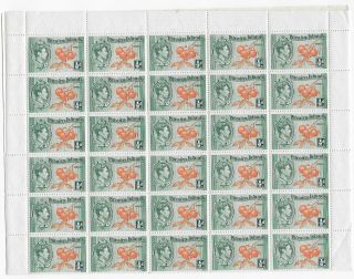 Pitcairn Is.  1940 ½d Orange And Green Complete Sheet - 8160