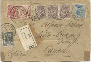 Registered Cover Florencia (italy) To Tenerife (canary Islands) 1920