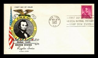 Dr Jim Stamps Us Abraham Lincoln 4c Fdc Fluegel Cover Asda Event Scott 1036