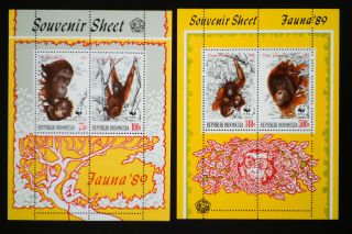Indonesia Wwf 2 Stamp Sheets