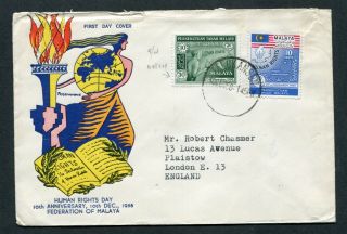 31.  08.  1958 Malaysia Malaya Human Right Set Stamps On Fdc Teluk Anson To Gb Uk