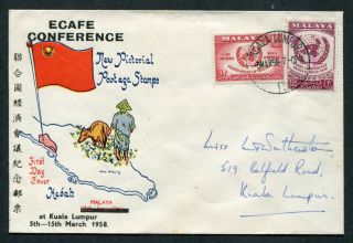 05.  03.  1958 Malaysia Malaya Ecafe Set Stamps On Fdc With Kuala Lumpur/a Cds Pmk