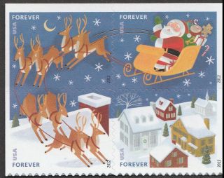 Us 4712 - 4715 4715a Holiday Santa & Sleigh Forever Block Set (4 Stamps) Mnh 2012
