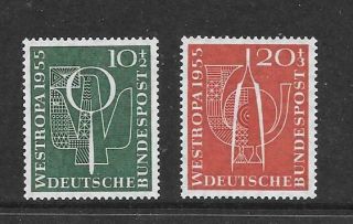 Germany (w) - 1955.  W.  European Stamp Exn - Set Of 2,  Mnh.  Cat £23