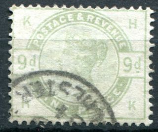 (234) Very Good Lightly Cancelled Sg195 Qv 9d Dull Green.