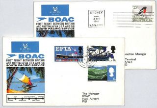 Ce69 Aviation First Flights 1967 Boac South Pacific Gb Australia Fiji Covers{2}