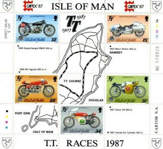 Isle Of Man 1987 Tt Motorcycles Miniature Sheet Mnh