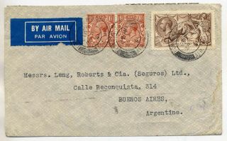 Gb 1931 Commercial Airmail Cover To Argentina At 4/ - Rate With Seahorse 2/6d