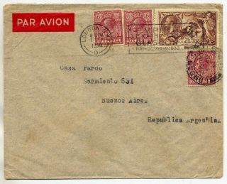 Gb 1938 Commercial Airmail Cover To Argentina At 4/ - Rate With Seahorse 2/6d