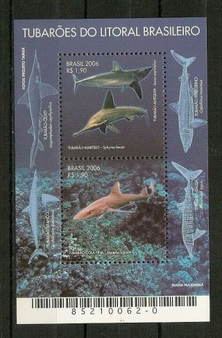 Brazil 2006 Fauna Wildlife Marinelife Fisch Fish Sharks Compl.  Ms Mnh