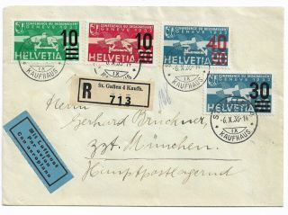 Switzerland 1936 Registered Airmail Cover To Munich