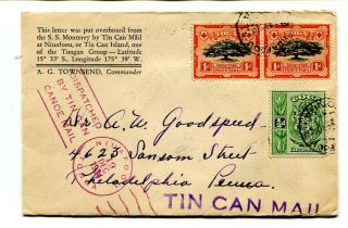 Tonga 1934 ½d. ,  1d.  (x2) Tin Can Mail Cover Niuafoou To U.  S.  A.