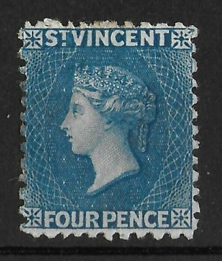 St Vincent 1862 - 1868 Hinged 4d Deep Blue No Wmk Sg 6 Cv £275