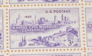 1950 Sheet 100th Anniversary Kansas City,  Mo Sc 994