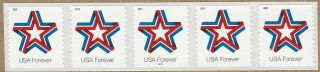 2019 Star Ribbon Forever Stamp Coil Plate Number B111 Strip Of Five