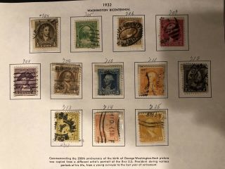 Us Postage Stamps 1932 George Washington Bicentennial Set Of (12) Sc 704 - 715