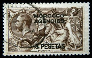 Morocco Agencies Stamp 3p On 2s6d King George V Seahorses Scott 62 Sg142