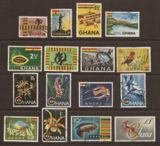 Ghana Qeii 1959 Sg213/227 Definitives Set Of 16 - (jb7297)