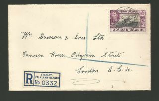 1940 Falkland Islands Registered Commercial Cover To London.