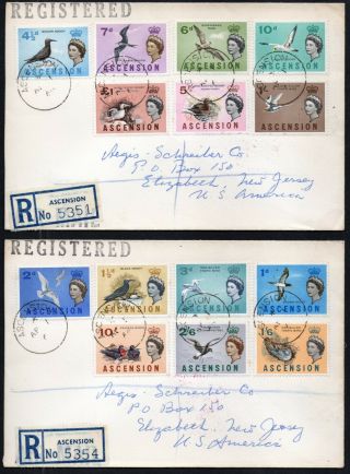 Ascension Island 1963 Birds Definitives 2 X Registered Covers Sg 70 - Sg 83
