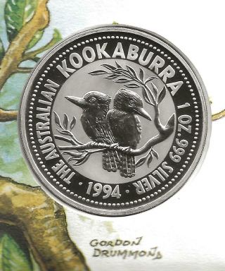 1993 (9) Australia Kookaburra With $1.  0 Kookaburra Silver Unc Coin Cover