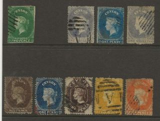 Ceylon Selection Of Early Q.  V.  Heads Sg 3,  26,  28a,  35,  41,  49,  57,  64 & 70b