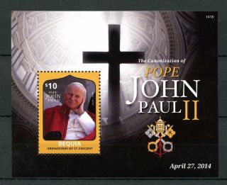 Bequia Gren St Vincent 2014 Mnh Canonization Pope John Paul Ii 1v S/s Ii Stamps