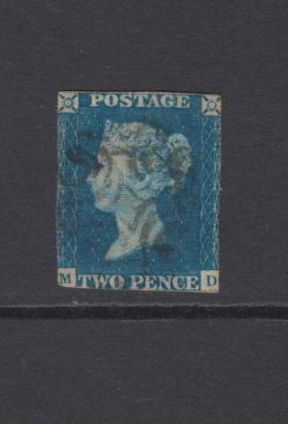 Gb Qv 2d Blue Sg5 " Md " Maltese Cross Mx 1840 Stamp