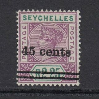 Seychelles 1902 Qv 45c On 2r 25c Bright Mauve & Green Sg45 - Mounted