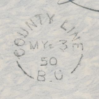 1950 County Line BC Split Ring On Air Mail Cover To Hamilton Ont 3
