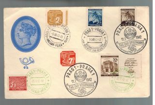 1942 Czechoslovakia Bohemia Moravia Stamp Day Cover Great Franking And Cancels