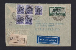 Italy 1943,  Special Delivery,  Registration Letter From Triest To York,  Cover