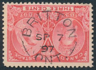 Canada Postmark - Britton (perth) Ont Split Ring Sp 7 97 On 3c Jubilee