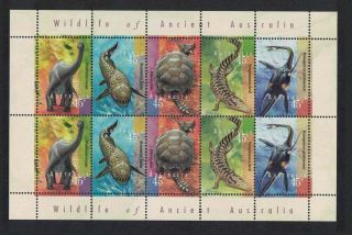 Australia Prehistoric Animals 5v Sheetlet Mnh Sg 1708 - 1712
