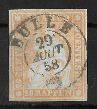 Switzerland 1854 - 1862 Strubel 20 Rp Michel 16 Unchecked Signed Vf