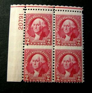 Us Plate Blocks Stamp Scott 707 Washington 1932 Mnh L288