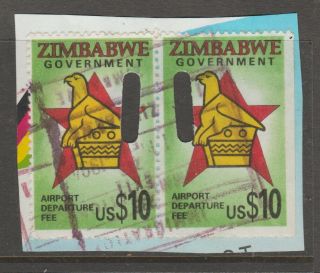 Zimbabwe Airport Tax Cut Out Cancel Fiscal Revenue Cinderella Stamp N 7 - 10 -