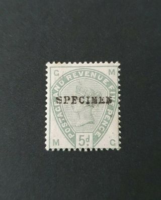 Gb Stamps Queen Victoria Sg 193s 5d Dull Green " Specimen " M/mint