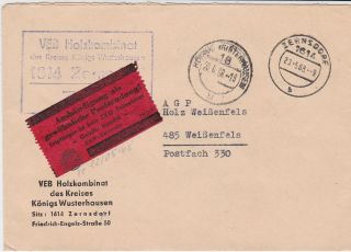 Germany Ddr Z K D 1968 Central Courier Zernsdorf Cancel Stamps Cover Ref 24403